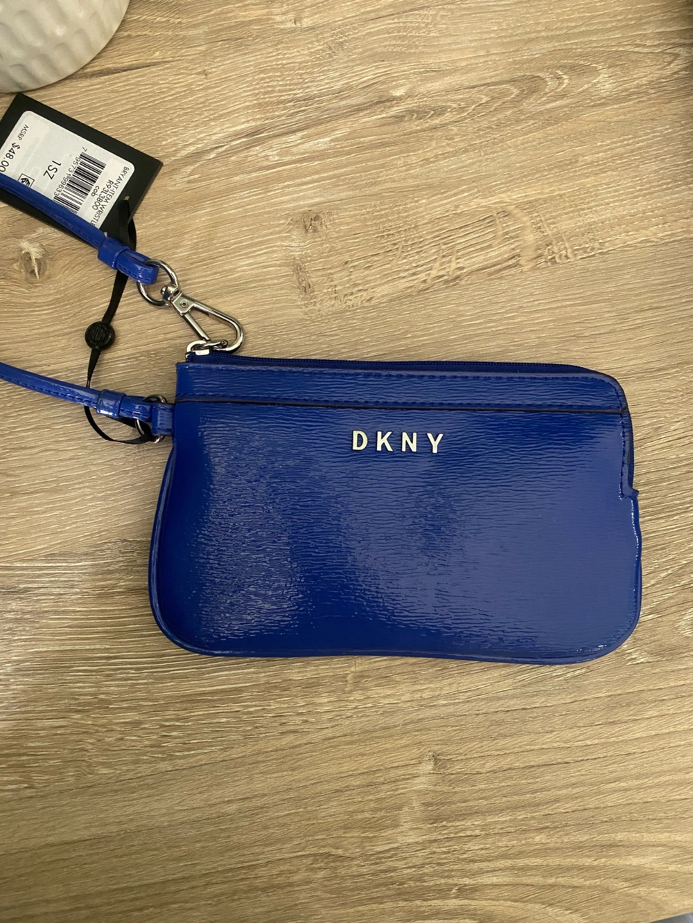 DKNY Patent Wristlet Clutch in Royal Blue